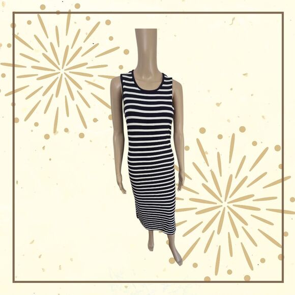 Tahari Striped Blue and White Sleeveless Tank Dress NWT - Picture 1 of 8